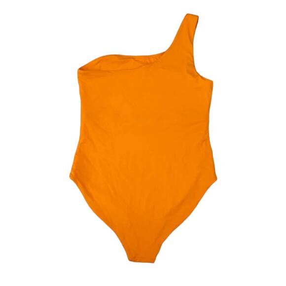 Girlfriend Collective One Shoulder Koi Oasis One Piece Swimsuit in Orange, Large - Picture 5 of 6